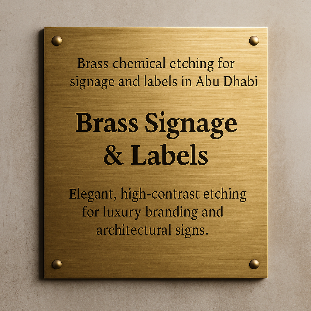 Brass chemical etching for signage and labels in Abu Dhabi